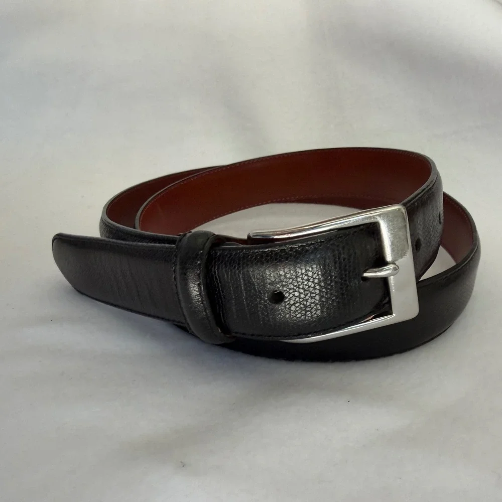 Coach Men's Black Leather Belt Silver Buckle Sz 38/95cm 1